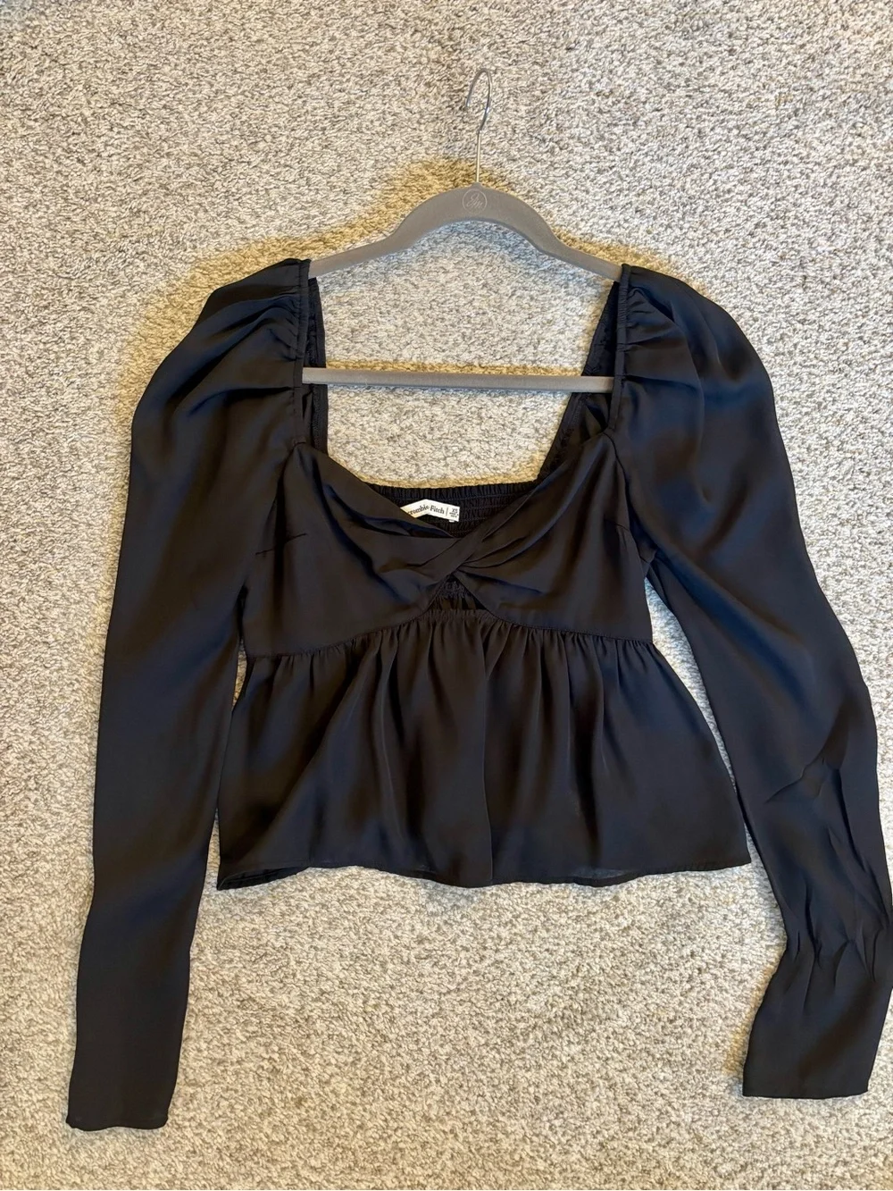 Black Long-Sleeve Baby Doll Top